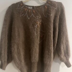 Vintage Angora Sweater with Beaded Detail (Front and Back)